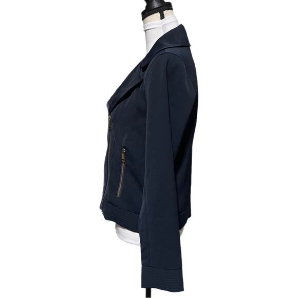 Tommy Hilfiger Asymmetrical Side Zip Moto Style Jacket Women’s Small Navy Blue - Picture 4 of 6